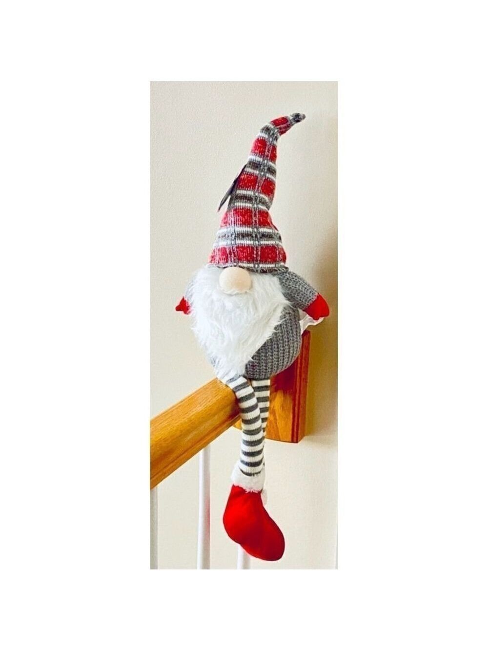 Gnome Christmas Decor Gray Red Weighted NWT